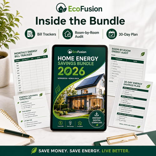 EcoFusion Home Energy Savings Bundle 2026 – Printable PDF Workbook + Bonus Pack