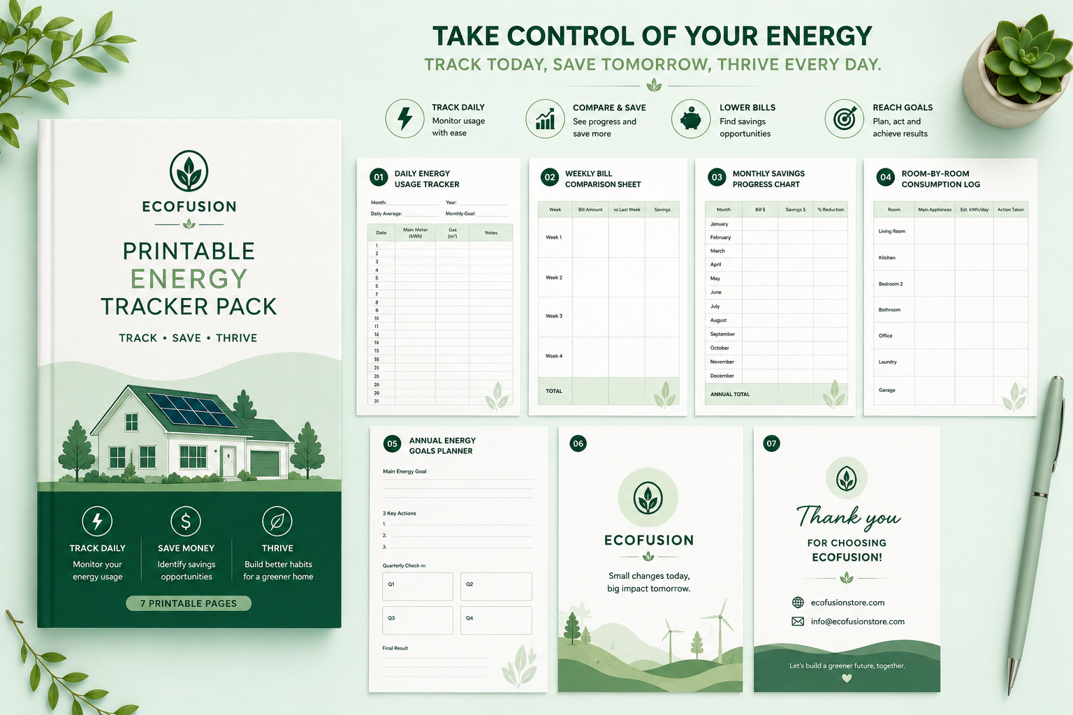 Printable Energy Tracker Pack